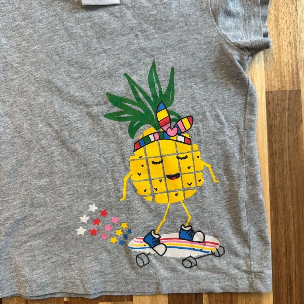 Hanna Andersson Kids Skateboard Pineapple Graphic T-Shirt‎ Cotton Size 100 US 4